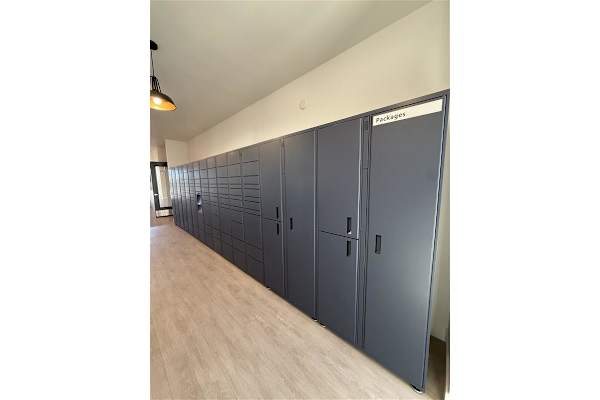 Dark grey lockers at Alante Homes at Spring Run, Idaho